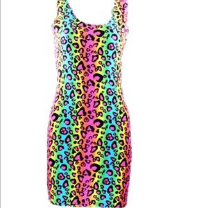 Cheetah neon bodycon stretch dress